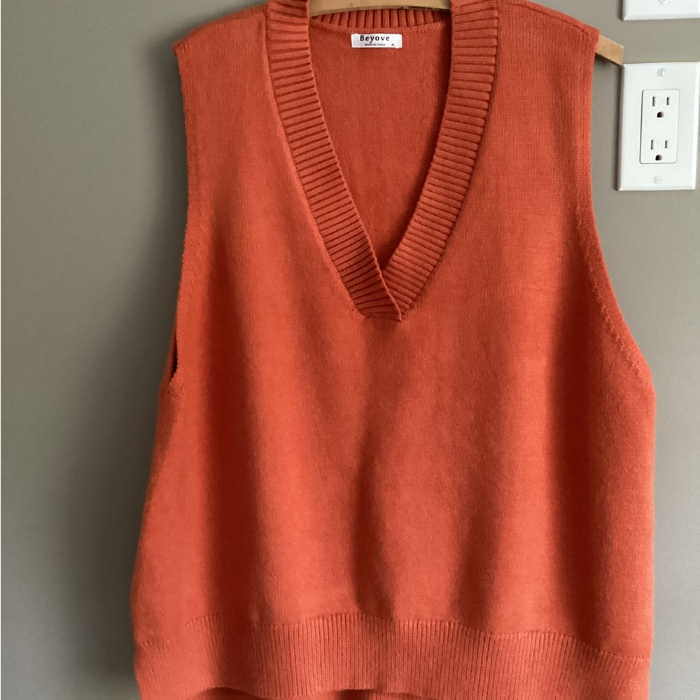 Women's Pumpkin Orange Sweater Vest